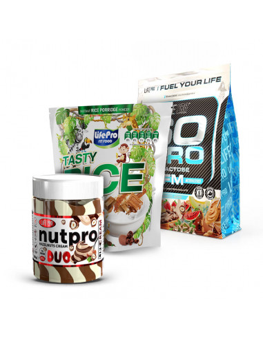 PACK EVE: PROTEIN CREAM 250G + TASTY RICE CHOCO MONKY 1KG + ISO 1KG